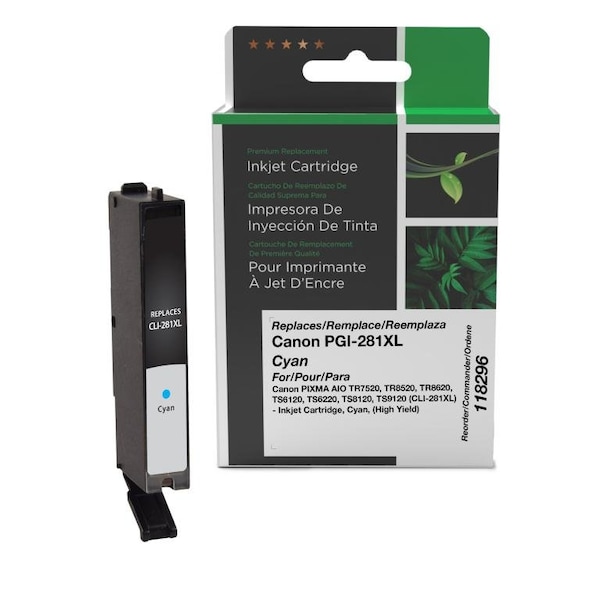 Cig Clover Imaging Remanufactured High Yield Cyan Ink Cartridge for Canon CLI-281XL 118296 - main